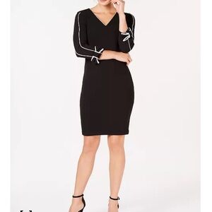Calvin Klein Piped Bow-Sleeve Sheath Dress